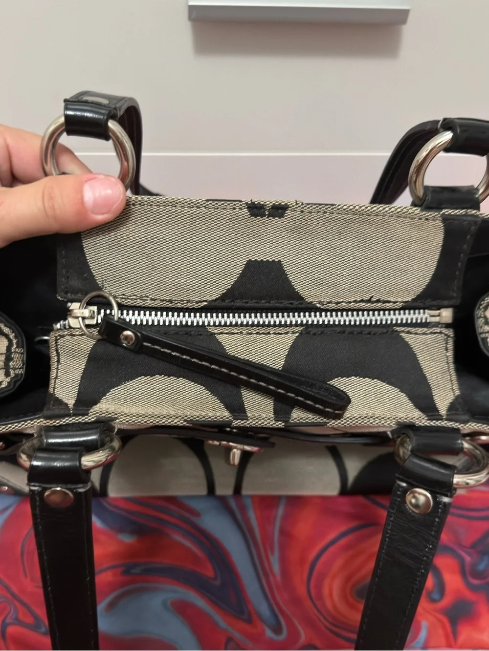 Vintage Y2K Coach Optic Signature Turnlock Satchel 🗝️